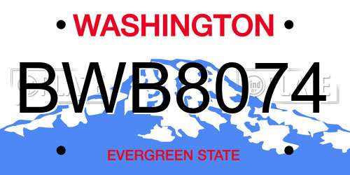 BWB8074 Washington License Plate