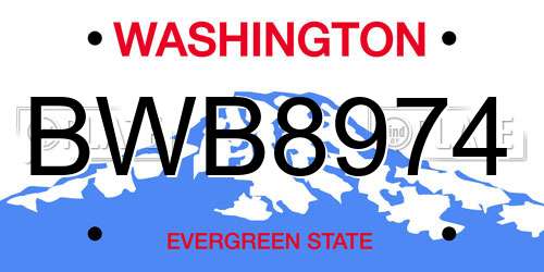 BWB8974 Washington License Plate