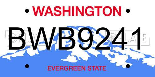 BWB9241 Washington License Plate