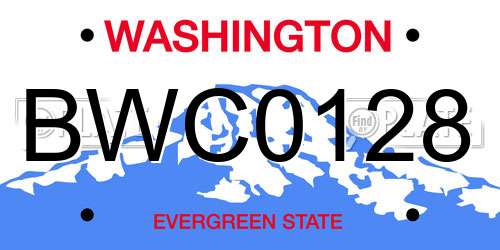 BWC0128 Washington License Plate