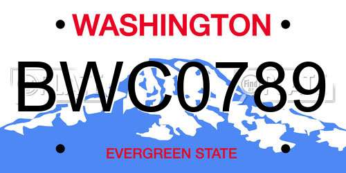 BWC0789 Washington License Plate