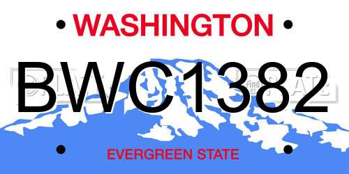 BWC1382 Washington License Plate