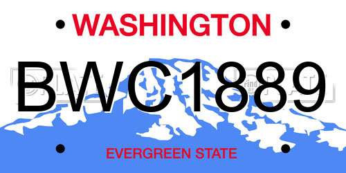 BWC1889 Washington License Plate