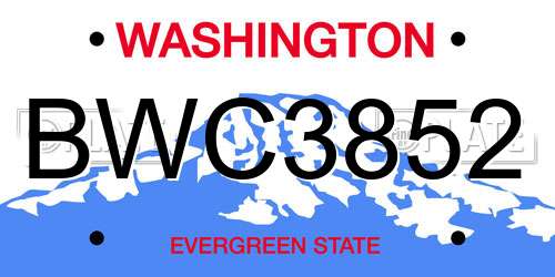 BWC3852 Washington License Plate
