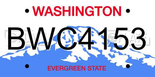 BWC4153 Washington License Plate