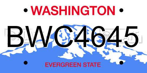 BWC4645 Washington License Plate