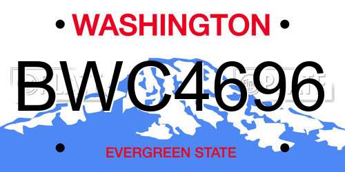 BWC4696 Washington License Plate