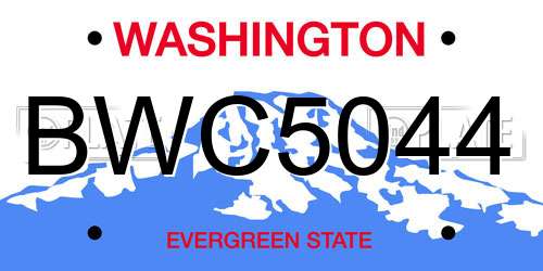 BWC5044 Washington License Plate