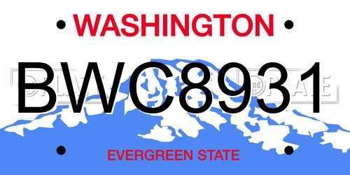 BWC8931 Washington License Plate