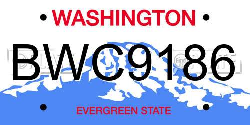 BWC9186 Washington License Plate