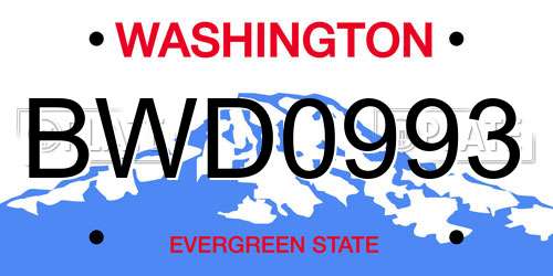 BWD0993 Washington License Plate