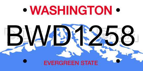BWD1258 Washington License Plate