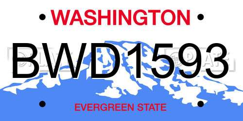 BWD1593 Washington License Plate