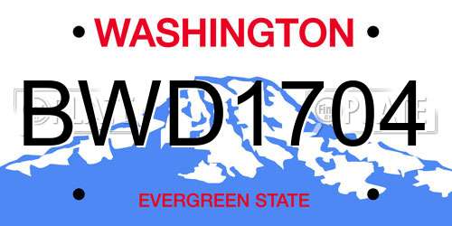 BWD1704 Washington License Plate