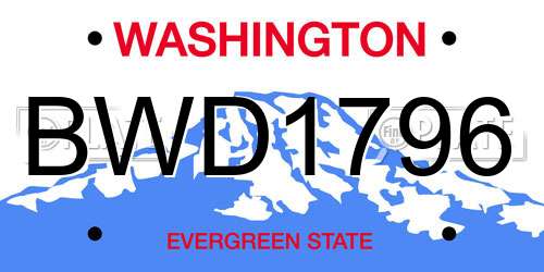 BWD1796 Washington License Plate