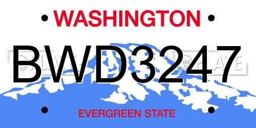BWD3247 Washington License Plate