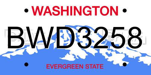 BWD3258 Washington License Plate