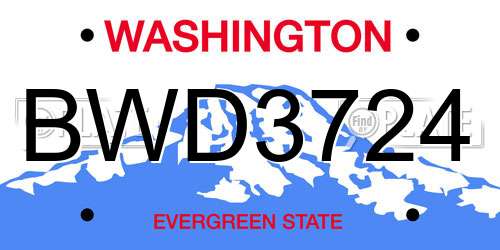 BWD3724 Washington License Plate