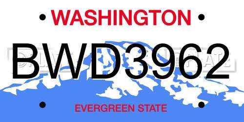 BWD3962 Washington License Plate