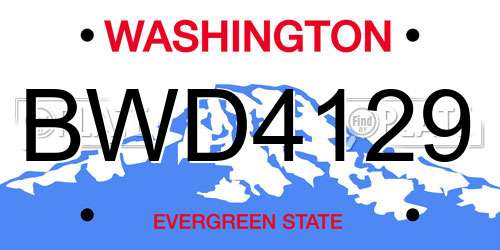 BWD4129 Washington License Plate