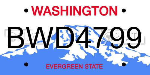 BWD4799 Washington License Plate