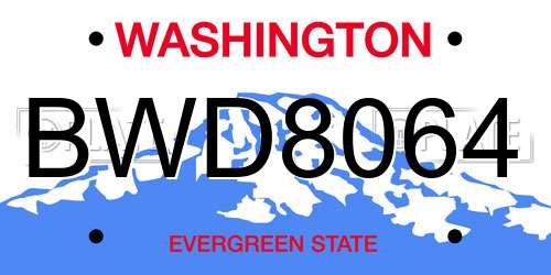 BWD8064 Washington License Plate