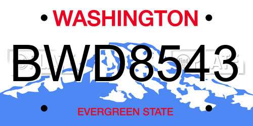 BWD8543 Washington License Plate
