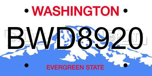 BWD8920 Washington License Plate