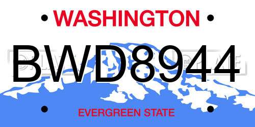 BWD8944 Washington License Plate