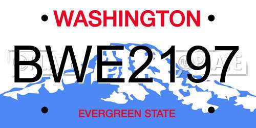 BWE2197 Washington License Plate