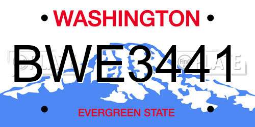 BWE3441 Washington License Plate