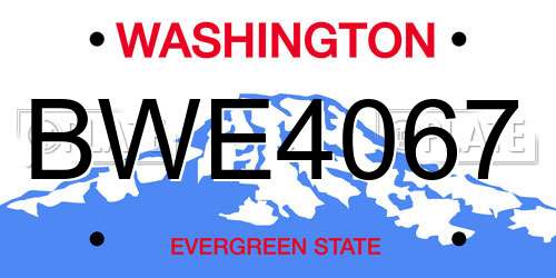 BWE4067 Washington License Plate