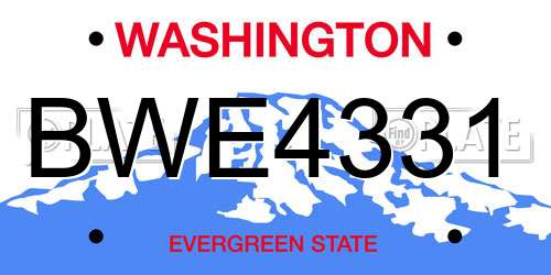 BWE4331 Washington License Plate
