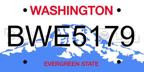 BWE5179 Washington License Plate