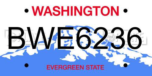 BWE6236 Washington License Plate