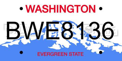 BWE8136 Washington License Plate
