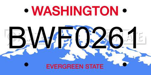 BWF0261 Washington License Plate