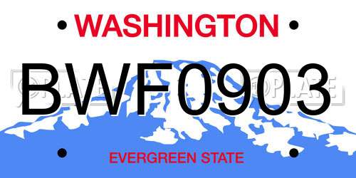 BWF0903 Washington License Plate