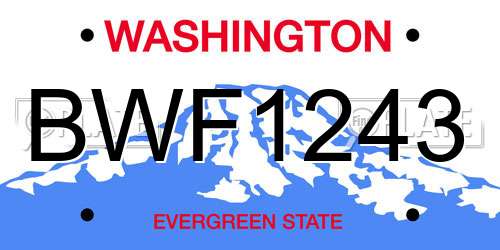 BWF1243 Washington License Plate