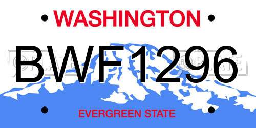 BWF1296 Washington License Plate