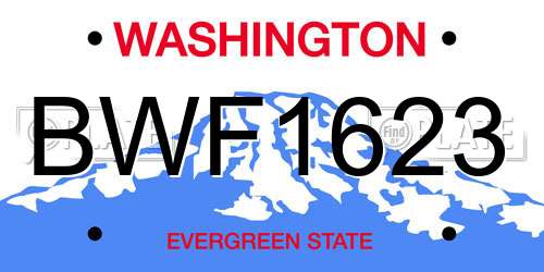 BWF1623 Washington License Plate