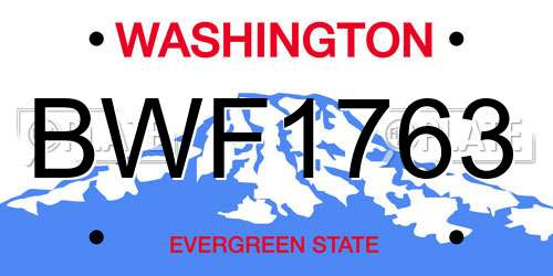 BWF1763 Washington License Plate