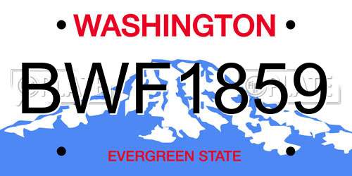 BWF1859 Washington License Plate