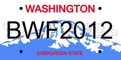 BWF2012 Washington License Plate