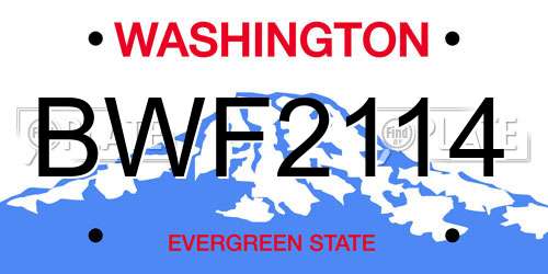 BWF2114 Washington License Plate