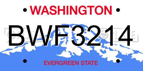 BWF3214 Washington License Plate