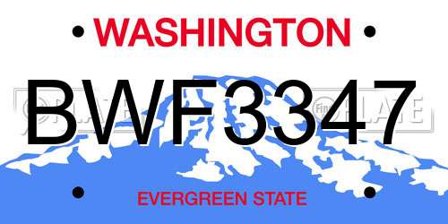 BWF3347 Washington License Plate