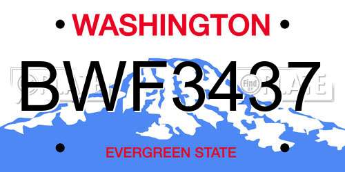 BWF3437 Washington License Plate