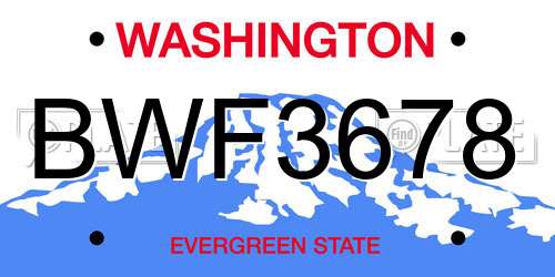 BWF3678 Washington License Plate