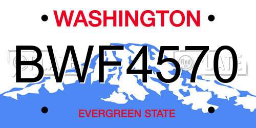 BWF4570 Washington License Plate